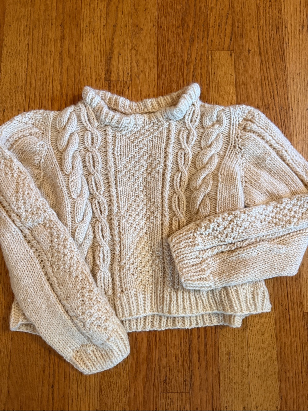 Vintage Cream Cable Knit Turtleneck Sweater